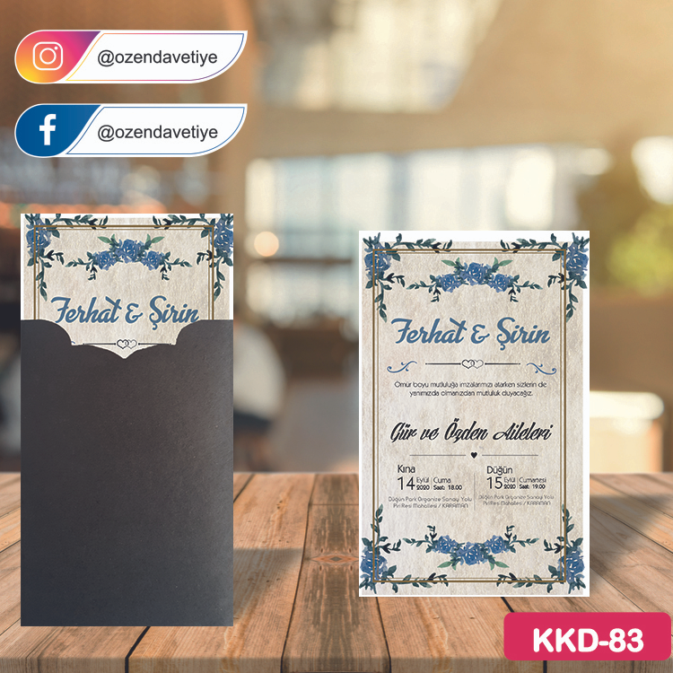 ozen-davetiye-Düğün Davetiyesi-Kahverengi Kraft Zarflı Davetiye Model No:83